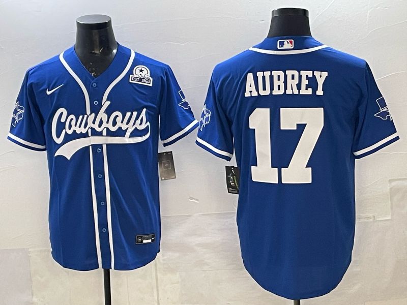 Men 2025 Nike Dallas Cowboys #17 Aubrey blue Joint Name Limited NFL Jersey 07